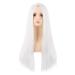 MapofBeauty 28 Inch/70 cm Monochrom Side Bangs Long Straight High Temperature Fiber Fashion Wig (White)