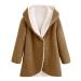 Women's Winter Curved Hem Jacket Longline Faux Fur Sherpa Fleece Hoodie Coat Outwear Coffee XX-Large