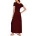 YUNDAI Women's Summer Maternity Maxi Dress with Short Sleeve, Floral Print, and Pocket - Wine Red (Size L) - Buy Online on GoSupps.com