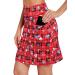 COOrun Women's Skorts Athletic Skirts with Pockets Knee Length Built-in Shorts Casual Skirt for Golf Tennis Workout (XS-3XL) Short skorts skirts Medium 3-multi Red2