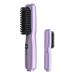 Hair Straightening Brush USB Rechargeable Straightener Only 1 Step Straightening Brush for Silky Hair Hot Brush Hair Straightener Anti Scald Hot Brush Heated Styling Comb for All Hair Types Purple