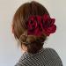 Rose Hair Clip Comb for Women - Burgundy Flower Hairpin for Wedding, Brides, Girls - Dark Red Hair Accessory - Buy Online on GoSupps.com