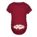 Maternity Top Short Sleeve Funny Pregnancy Tee Cute Baby Pregnant Women T Shirts - Twin Wine Red XXL
