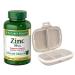 Natures Bounty Zinc 50 mg 400 Caplets Bundle with a Travel Pill Organizer 8 Compartments Portable Pill Case Color Khaki