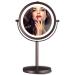 ALHAKIN Makeup Mirror with Lights, 7X Magnification Makeup Mirror, 7 Inch Double Sided Vanity Mirror, 360°Rotation Swivel Cosmetic Mirror, Antique Bronze