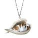 Rjsqaqe dog trailer necklace sleeping dog acrylic cute dog sleeping angel necklace dog memorial necklace dog mom for dog lovers G One size
