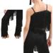 Girls 2 Piece Latin Ballroom Dance Costume Set - Black Tassel Camisole Fringe Pants - Modern Salsa Dancewear (7-8 Years) - Buy Online on GoSupps.com