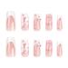 TQUXNGA Press on Nails Medium Long Craft False Nails Square 3D Flower Bowknot French Artificial Nails Finger Manicure Kit included