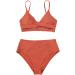 Women's Leopard Twist Front Swimwear - High Waist Bikini Set for Curvy Figures - XL Watermelon Red - Buy Online on GoSupps.com
