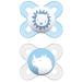 MAM Skin Soft Silicone Mini Pacifier Set for 0-2 Mo - Blue Colors | 4 Pacifiers & Sterilized Transport Boxes - Ideal for Babies - Buy Online on GoSupps.com