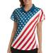 V VALANCH Women's Golf Polo Shirts Short Sleeve Lady Tennis Apparel Lightweight Printed Polo Shirt Large American Flag6