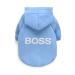 LtuzPet Dog Hoodie with Boss Print Soft Fleece Warm Dog Jacket Blue X-Small