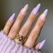 24Pcs/Set Press On Nails Purple Flower Nail Beauty French Gentle Purple Long pointed False Nails Acrylic Fake Nails Full Cover Nails Tips Artificial Finger Manicure Press on nails for Women and Girls