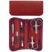 Tenartis 345 5-Piece Burgundy Nappa Genuine Leather Manicure Set with Zipper - Made in Italy