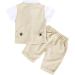 AmzBarley Baby Boys Gentlemans Suit | Dress Shirt, Pants, Vest, Bowtie Rompers | Khaki 6-12 Months - Buy Online on GoSupps.com