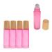 10pcs 10ml Glass Essential Oil Roller Bottles with Stainless Steel Roller Balls and Wooden Lid for Essential Oil Aromatherapy