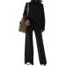Fixmatti Women Knitted Outfits High Neck Sweater Wide Leg Pant Set 2 Pieces Sweatsuit Yy-black Large
