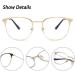 QECEPEI Retro Semi-Rimless Round Blue Light Blocking Glasses - Horn-Rimmed Nerd Clear Lens for Computer & Gaming - Stylish Shiny Gold - Buy Online on GoSupps.com