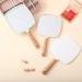 Portable Wooden Hand Mirror with Handle - Square White Travel Makeup Mirror - Buy Online on GoSupps.com