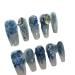 Handmade armor wearing and hand drawn glitter diamond detachable fake nails (Size : L)