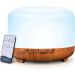 LONID Essential Oil Diffusers 500ml Wood Grain Diffusers for Essential Oils Large Room Home Aromatherapy Oil Diffuser with Cool Mist (Beech Wood Grain)