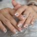 Coolnail Short Flower Classic Press On Acrylic Nails Square Natural Designed Finger Nails Daily Office Blingbling Glitter Fake Nails L5431