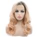 SHIYID Heat Resistant Fiber Natural Wave Hair Two Tone Brown Orange Peach Synthetic Lace Front Wig
