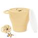 Vicloon Collapsible Silicone Baby Snack Cup Baby Snack Cup Silicone Snack Cup Non Spill Snack Pot for Baby Snack Catcher Food Cup with Lid Snack Pot for Toddler (Beige)