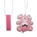 Sensory Tooth Chew Necklace for Kids  Girls or Boys - Silicone Chewy Necklaces Teether Necklace Oral Motor Therapy Toy for Chewing  Autism  SPD  ADHD - Pink (Bear Block)
