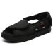 Open Toe Breathable Diabetic Slippers for Men Extra Wide Width Adjustable Edema Sandals for Elderly Extra Wide Indoor Outdoor House Shoes 12 Black
