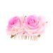 Didiseaon 1pc Red Hair Accessories Wedding Hair Comb Metal Trim Bridal Headpiece Red Rose Flower Hair Comb Hair Comb Pin Rose Hair Comb Metal Hair Comb Bride Roses Pink Wreath