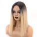 SHIYID Short Wig Wig with Dark Roots to Light Blonde Straight Synthetic Hair Wigs for Women Black Roots Heat Resistant Fiber