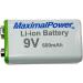 MaximalPower 9 Volt Li-Ion Rechargeable Battery - High Capacity 550mAh - Long-lasting 9V Block for All Devices - International Shipping Available - Buy Online on GoSupps.com