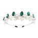IYOU Crystal Wedding Headband Green Flower Bridal Hair Bands Crown Sparkly Rhinestone Leaf Headpiece Tiara Prom Party Hair Accessories for Brides and Bridesmaid