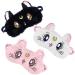 Cat Sleep Eye Mask Anime Sailor Moon Soft Plush Eye Mask Blindfold Eye Shade Cover Travel Nap Night Sleeping (3Pcs/Set)