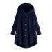 Hanxiulin fleece plush jacket fluffy warm zipper wool jacket women Long -sleeved winter coat jacket warm bomber jacket windproof fleece buffer coat with hood fluff jacket marine m