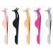5PCS False Eyelash Extension Tweezers False Eyelashes Applicator Tool to Put Eyelashes on and Remover Eyelashes Tail Clip Stainless Steel Eyelash Tweezers for False Lashes