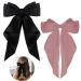 ZEVONDA Pack of 2 Big Bow Hair Clips - Solid Color Large Bowknot Hairpin Hair Clip with Long Silky Satin Tail Hair Barrettes Accessories for Girls Women Black + Pink Black + Pink (2PCS)