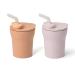 Miniware 1-2-3 Sip! Training Cup for Baby Toddler Self Feeding Development Tiny Cup Perfect for Baby Led Weaning Non Drip Lid Dishwasher Safe (2 Pack Cotton Candy + Toffee)