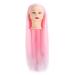 Long pink hair shop window doll head hair styling training head exercise cosmetics puppet head synthetic fiber hair + braid set for practicing the braid smoothing styling smooth