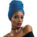 4 Pack Stretch Jersey Turban Head Wrap Scarf Set for Women - African Headwraps in Black, Dark Grey, Light Brown, and Blue - Buy Online on GoSupps.com