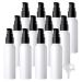 ZEOABSY 12 Pieces 60 ml White Lotion Bottles with Black Pump 60ml Empty PET Plastic Lotion Pump Bottle Cosmetic Gel Travel Container for Cosmetic Make up Cleaning + 2 x Funnel White 60ml