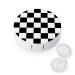 Bagea-Ka Black White Race Checkered Flag Pattern Contact Lens Case Box Eye Care Kit Holder Mirror Box with Tweezers Remover Tool Solution Bottle for Outdoor Travel & Home
