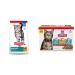 Hill's Science Diet Adult Indoor Dry Cat Food Chicken Recipe 3.5 lb Bag & Adult Canned Cat Food Pouch Variety Pack Chicken Tuna and Ocean Fish 2.8 Oz Pouch 12 Pack