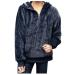 Bigfanshu Woman Dresses Autumn Winter Casual Long Sleeve Zipper Hooded Tops Blouse Sweatshirt Navy