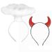 Cheerin Angel Halo and Devil Horns Headband Set | White Feather Angel Hair band with Glitter Devil Ears | Angel and Devil Costume Accessory | Fancy Cosplay Outfit Accessories for Halloween Christmas