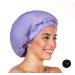Premium Shower Cap for Women with Long Hair. Reusable 100% Waterproof Double-Sided Great For Curls with Satin Silk Anti-Frizz Cloth. Lilac Shower Caps For Women
