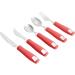 Special Supplies Adaptive Utensils 5-Piece Set - Non-Weighted, Non-Slip Handles for Hand Tremors, Arthritis, Parkinson's or Elderly Use - Stainless Steel Utensils for Easy Dining - Red - Buy Online on GoSupps.com