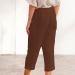 Gufesf Women's Plus Size Linen Capris Pants Coffee - Small | Wide Leg Summer Crop Pants with Pockets - Buy Online on GoSupps.com
