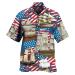 Martmory Men's Casual Hawaiian Shirts 4 Way Stretch Parrot Tropical Printed Casual Short Sleeve Button Down Aloha Shirts D-beige Large